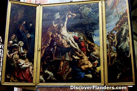 Raising of the Cross, by P.P. Rubens, in Cathedral of Our Lady, Antwerp. 