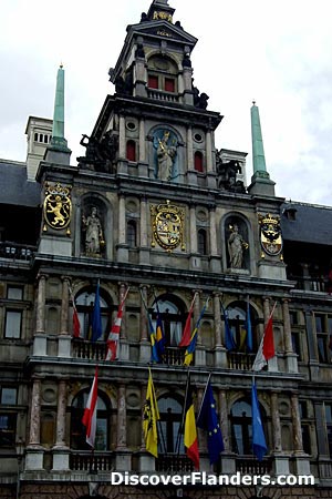Facade of Town Hall of Antwerp.