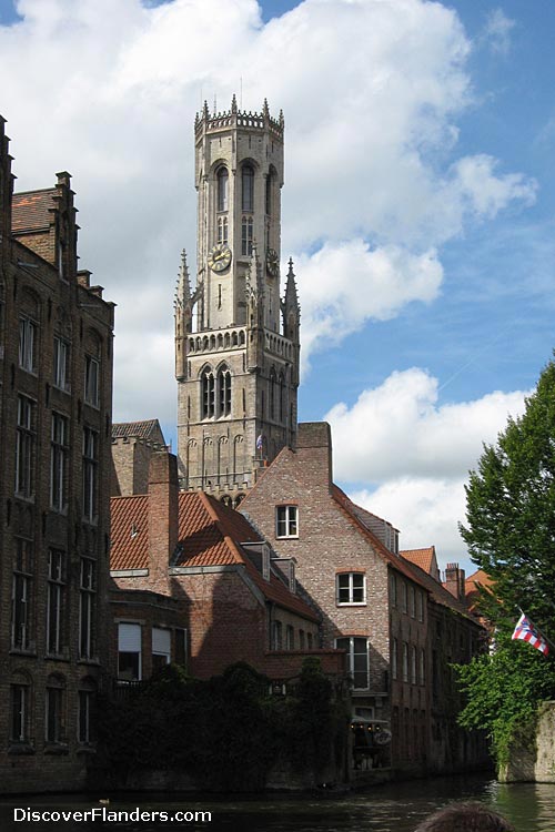 The Belfry of Bruges, seen from a distance. 
