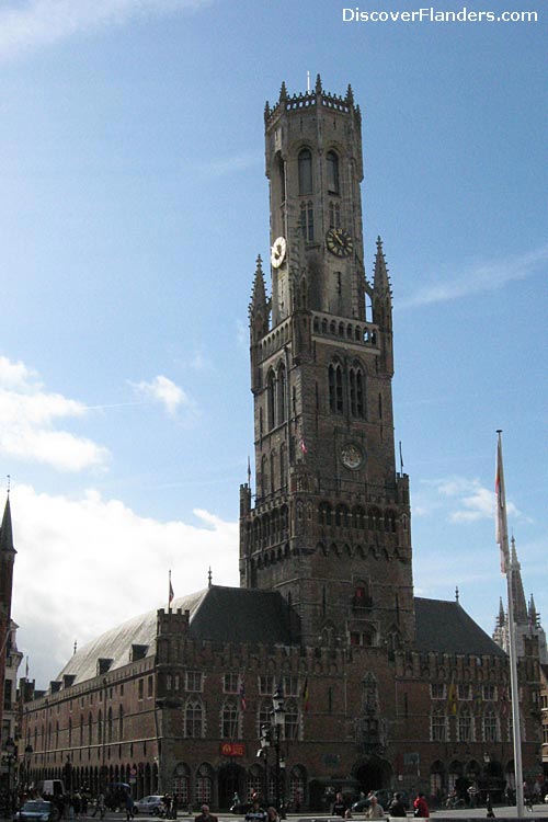 The Belfry of Bruges, as viewed from Market Square. 