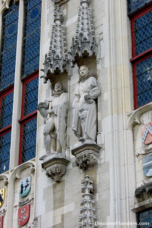 Historical Figures on the Town Hall of Bruges.