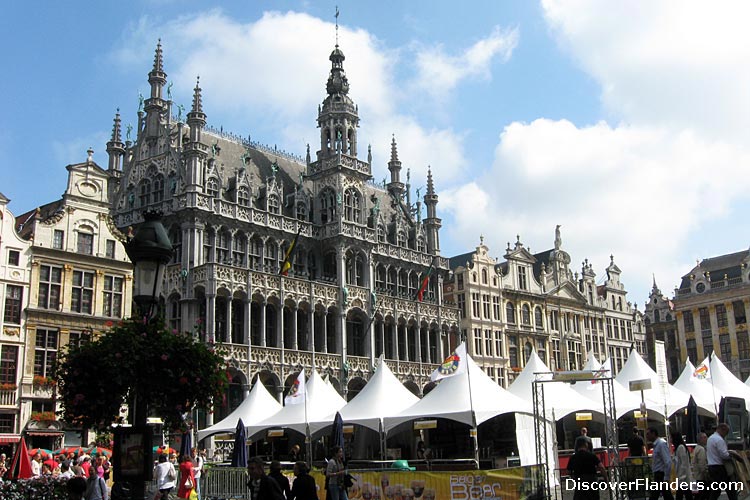 The King's House and Guild Houses on the Grand Place. Sorry about beer tents in front, this is Belgium.