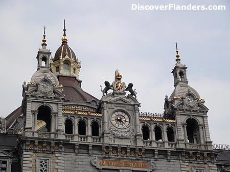 Top of Antwerp Central railway station, Antwerp, Flanders, Belgium