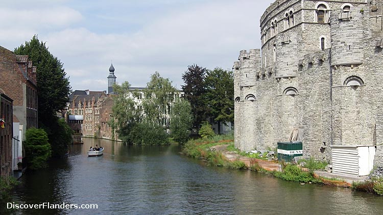 The Leie River Het Gravensteen, the Castle of the Counts of Flanders