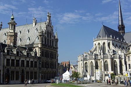 View towards Leuven city center from the Bondgenotenlaan.