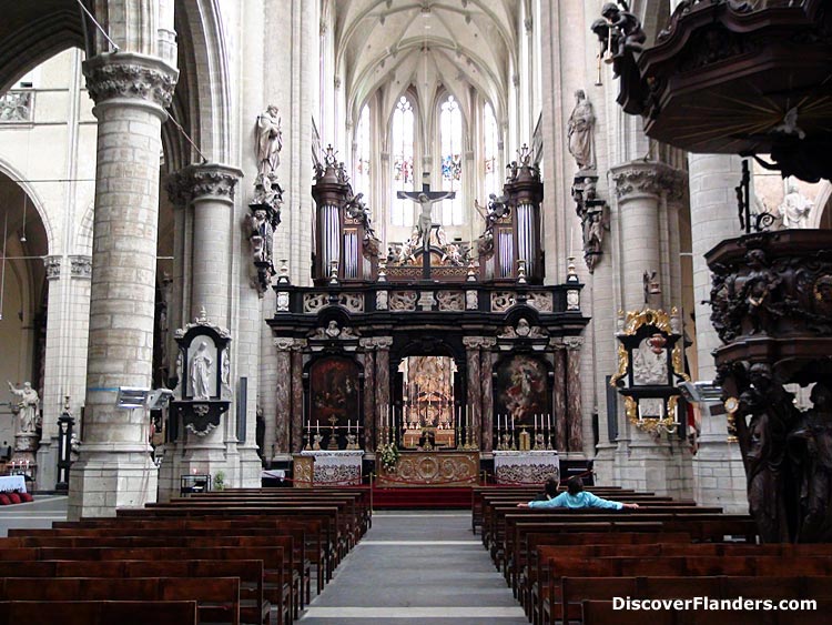 Inside Saint James' Church with Rood Screen in the center