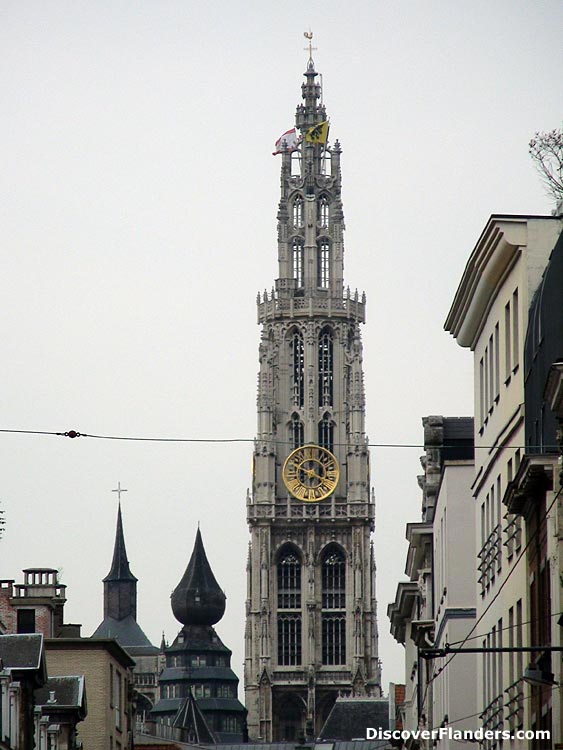 View of the Cathedral of Our Lady from the Lange Nieuwstraat (where Saint James is located)
