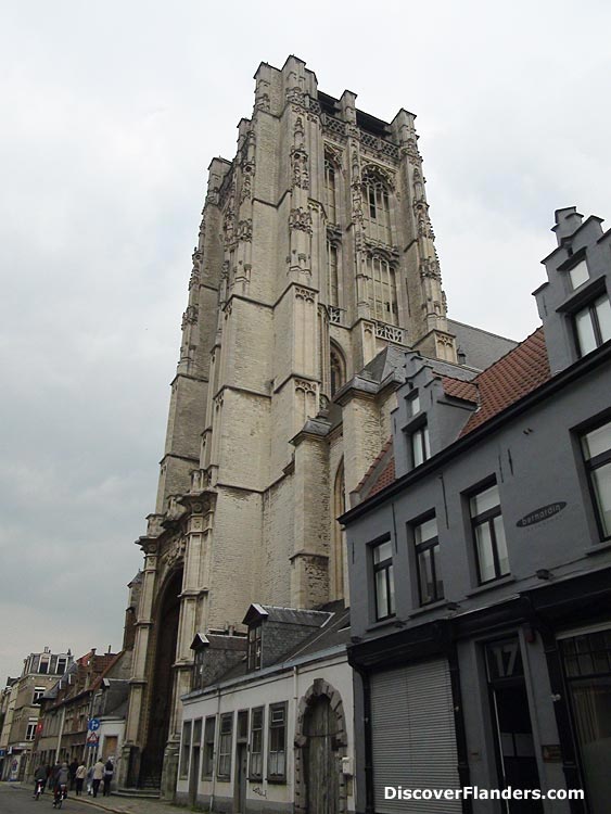 Another view of the unfinished tower. Notice that Saint James' Church (unfortunately) is enclosed by many houses and buildings